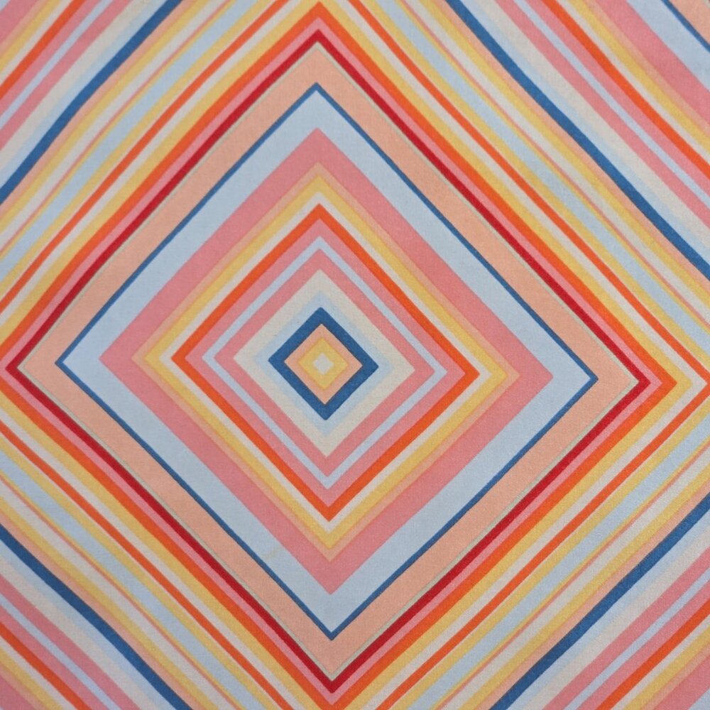 Colorful Silk Square Scarf Neckerchief Diamond Stripes Hand Rolled Edges - Picture 3 of 7